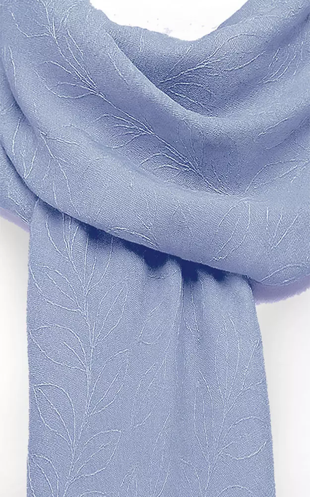 Schal mit Stickerei, blau